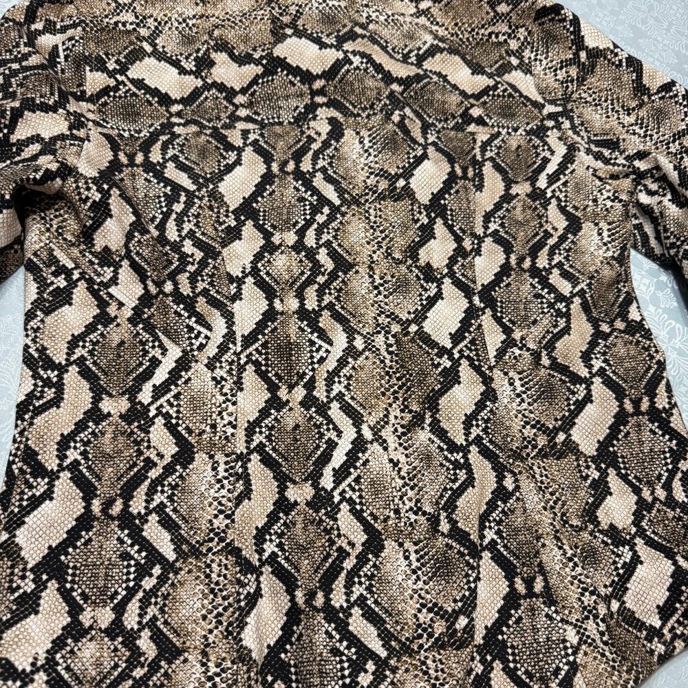 Boston Proper Desert Python Ruched Sleeve Jacket Size Medium - Picture 12 of 14
